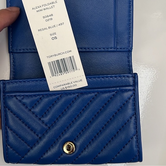 Tory Burch Mini Wallet Alexa foldable, Regal Blue / NWT - Picture 6 of 12